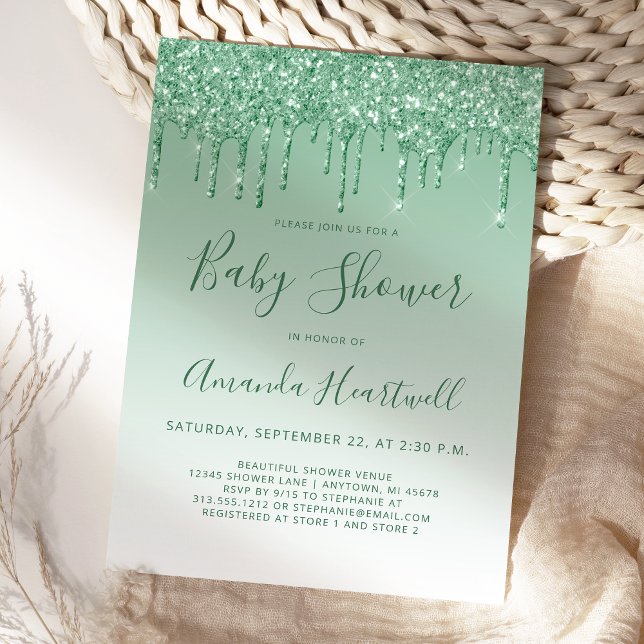 Carte Parties scintillant de séchage de verre Baby showe (Créateur téléchargé)