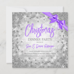 Carte Parties scintillant Diamants d'argent Ribbon viole
