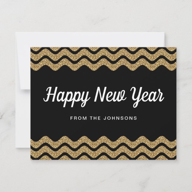 Carte Parties scintillant d'or Blanc Chevron Stripes Nou (Devant)