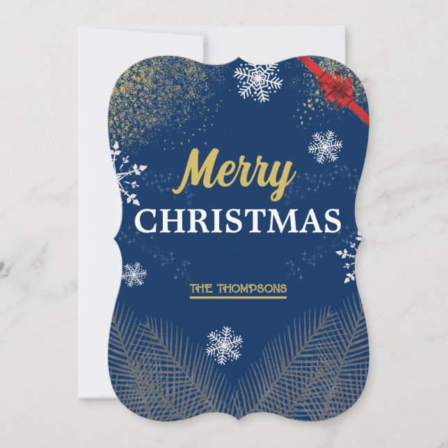 Carte Parties scintillant d'or de flocon de neige modern (Devant)