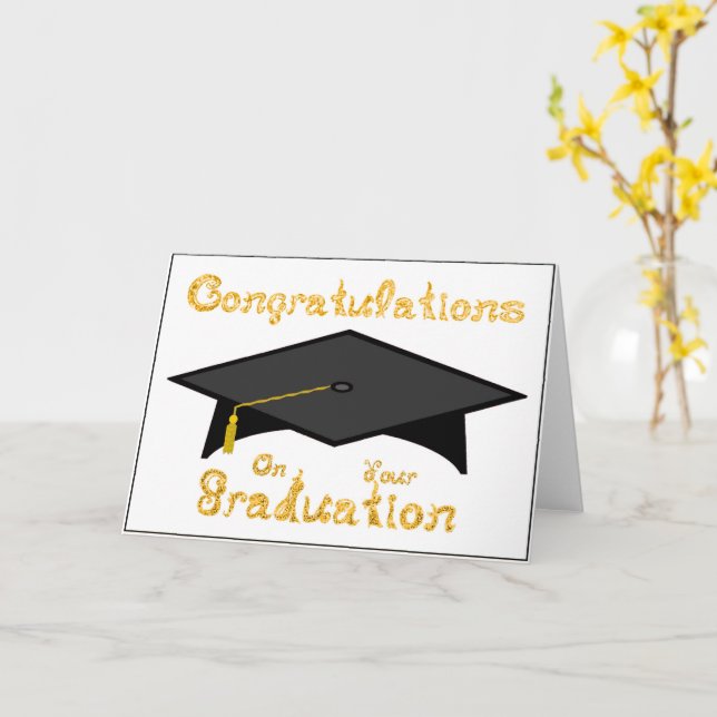 Carte Parties scintillant d'or de la casquette noire sur (Fleur jaune)