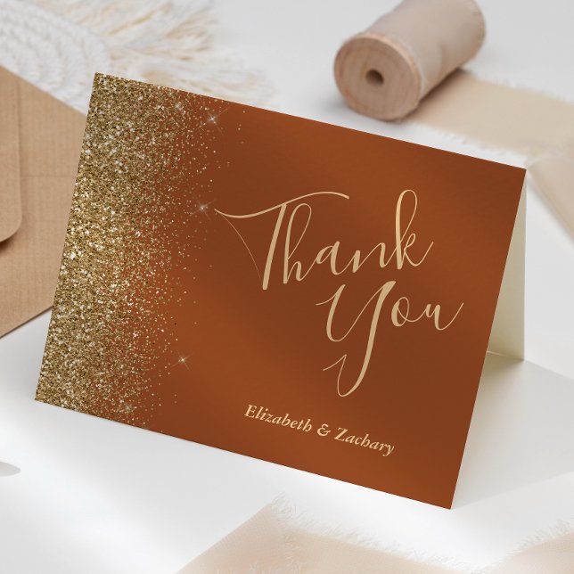 Carte Parties scintillant d'or en terre cuite Mariage Me (Créateur téléchargé)
