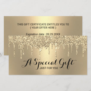 Carte Parties scintillant d'or moderne  certificats-cade