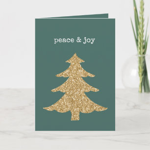 Carte Parties scintillant d'or Noël Arbre pin Vert Paix