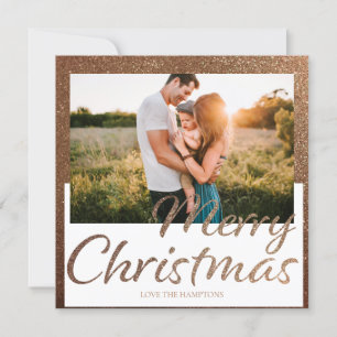 Carte Parties scintillant d'or - photo Merry Christmas C