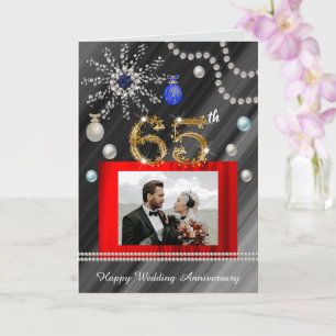 Carte Parties scintillant d'or Sapphire 65e anniversaire