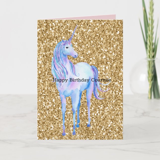 Carte Parties scintillant d'or Unicorn (Devant)