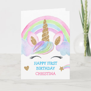 Carte Parties scintillant d'or Unicorn Personnalisé fill