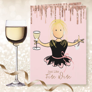 Carte Parties scintillant Élégante Fun Vin Girlie Annive