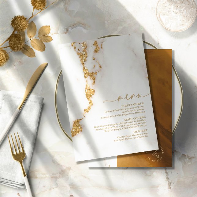 Carte Parties scintillant en marbre moderne Mariage Gold (Créateur téléchargé)