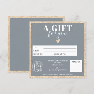 Carte Parties scintillant en or chic bleu poussiéreux lo
