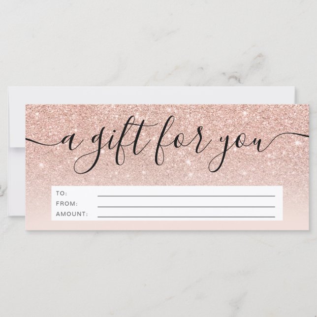 Carte parties scintillant en or rose noir  cadeau sombre (Devant)