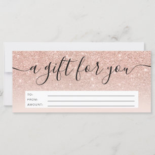 Carte parties scintillant en or rose noir  cadeau sombre