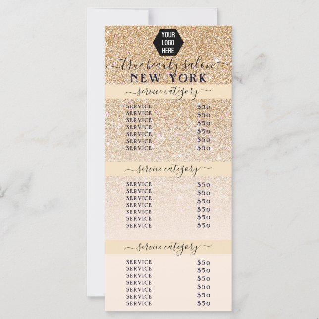 Carte Parties scintillant en or rose Ombre Logo Salon Pr (Devant)