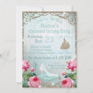 Carte Parties scintillant étincelle Cendrillon en verre