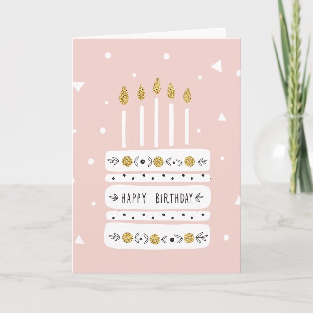 Carte Parties scintillant Gold Pastel Illustration de gâ (Devant)