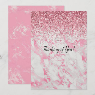 Carte Parties scintillant Marbre blanc rose