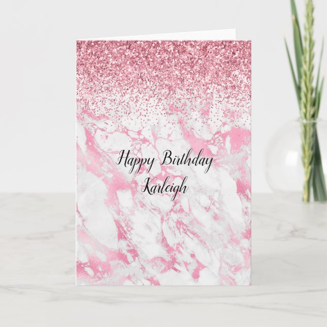 Carte Parties scintillant Marbre blanc rose         (Devant)
