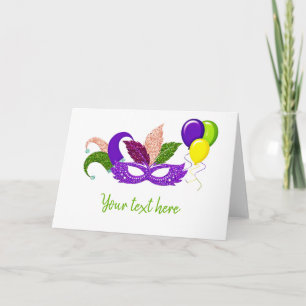 Carte parties scintillant mardi gras carnaval Masquerade