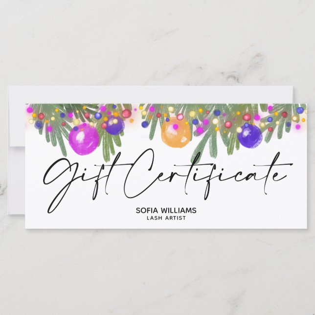 Carte Parties scintillant moderne Certificat cadeau de c (Devant)