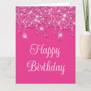 Carte Parties scintillant moderne Hot Pink Drives Joyeux
