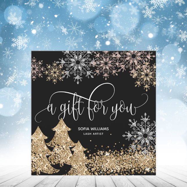 Carte Parties scintillant moderne Noël Arbre de neige Fl (Créateur téléchargé)