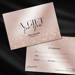 Carte Parties scintillant Moderne Rose Gold Certificat C