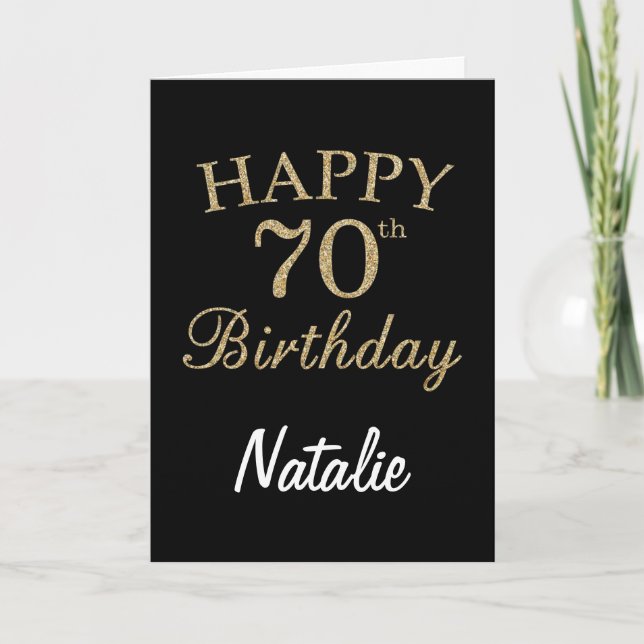 Carte Parties scintillant Noir et Or 70e Anniversaire Ca (Devant)