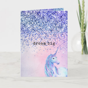 Carte Parties scintillant Ombre rose violet Unicorn