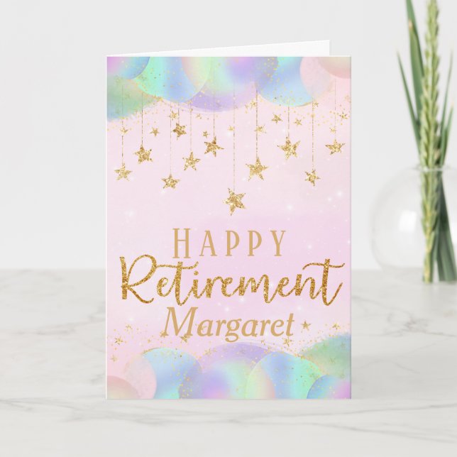 Carte Parties scintillant or de retraite glamour (Devant)