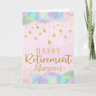 Carte Parties scintillant or de retraite glamour