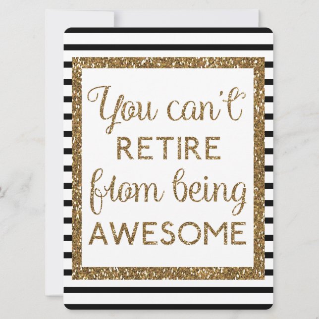 Carte Parties scintillant or et Black Modern Retirement (Devant)