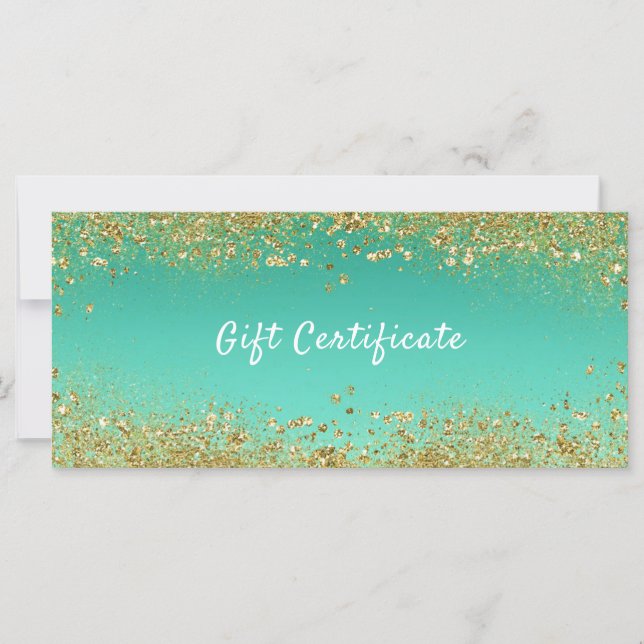 Carte Parties scintillant or et certificat cadeau Turquo (Devant)