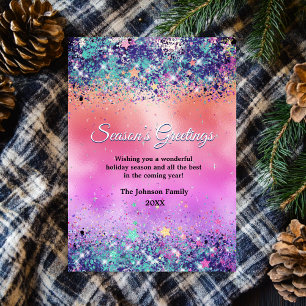 Carte Parties scintillant orange bleu chic Noël nouvelle