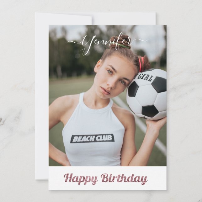 Carte parties scintillant rose amoureux de football fill (Devant)