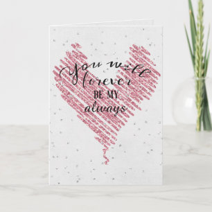 Carte parties scintillant rose anniversaire coeur amoure