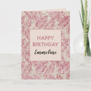 Carte Parties scintillant rose crème Glitz Feuilles trop