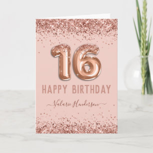 Carte Parties scintillant rose élégant Joyeux 16e annive