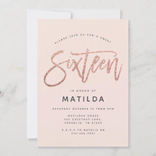 Carte parties scintillant rose en or girly photo douce 1