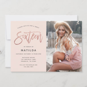 Carte parties scintillant rose en or girly photo douce 1