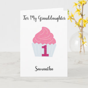 Carte Parties scintillant rose et Cupcake 1er anniversai