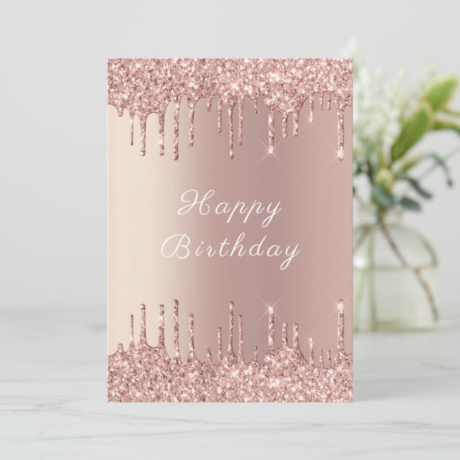 Carte Parties scintillant rose Gold Blush Sparkday Card (Debout devant)