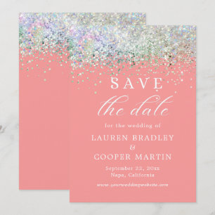Carte Parties scintillant Rose Luxe Mariage Enregistrer