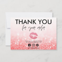 Carte Parties scintillant Rose Merci Lèvres rose Média I