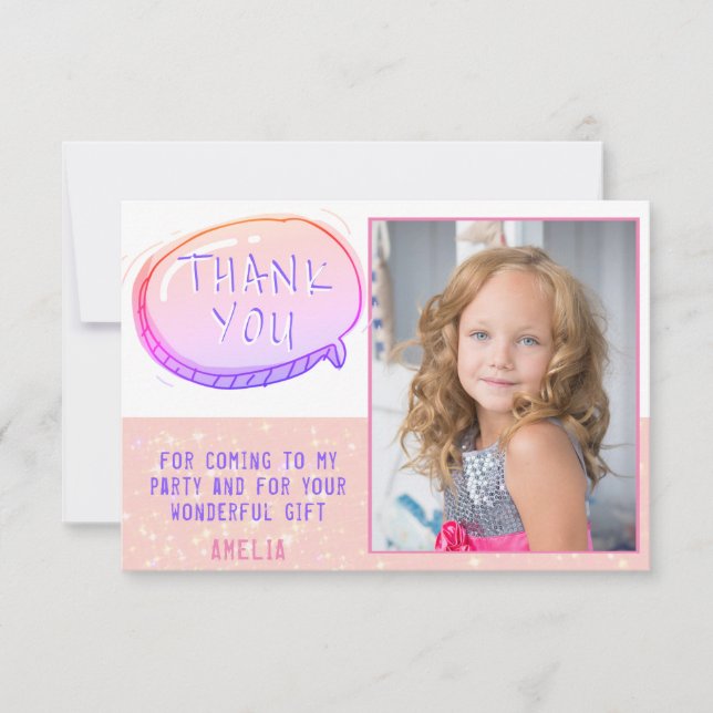 Carte Parties scintillant rose mignonne Anniversaire Mer (Devant)