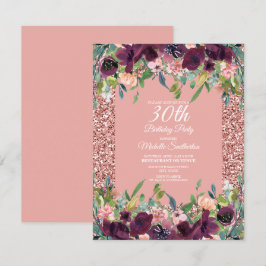 Carte Parties scintillant rose Purple Floral Femme 30e a