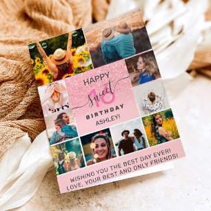 Carte Parties scintillant rose sucré 16 ans 11 photo col