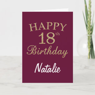 Carte Parties scintillant rouge et or Bourgogne 18e Anni