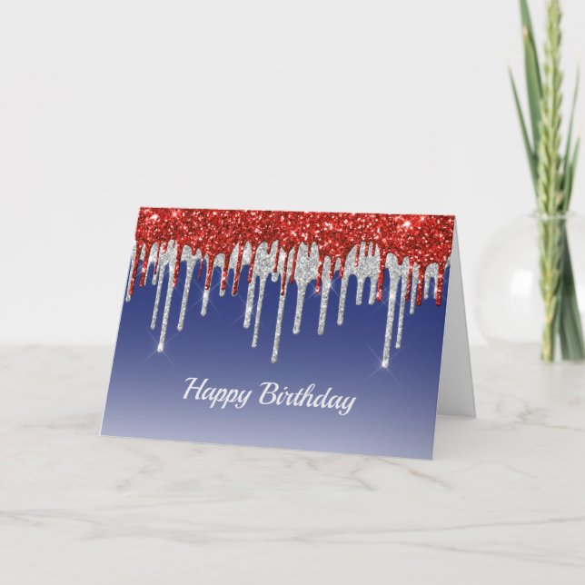 Carte Parties scintillant Rouge Rouge Blanc et Bleu tend (Devant)
