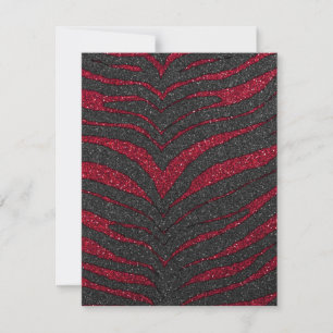 Carte Parties scintillant rouge Zebra Print